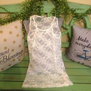 Small Teen bell white lace tank